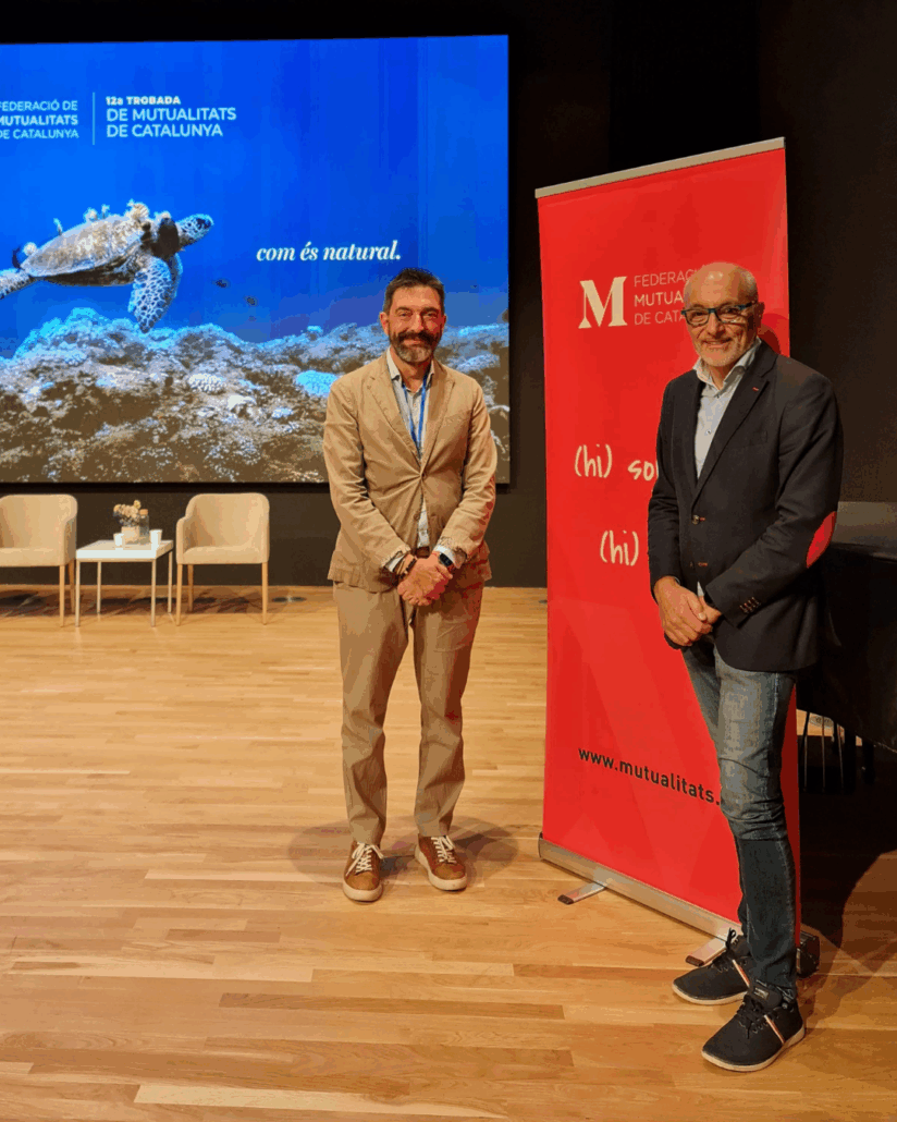 Sergi Macià, director general de Mutuacat i Leo Martínez, adjunt a la Direcció en la 12a Trobada de Mutualitats de Catalunya