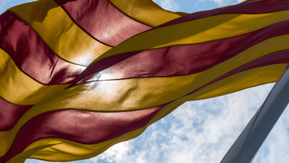 Senyera onejant per la Diada