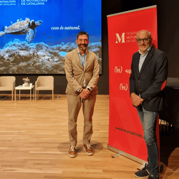 Sergi Macià, director general de Mutuacat i Leo Martínez, adjunt a la Direcció en la 12a Trobada de Mutualitats de Catalunya